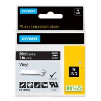 Taśma winylowa RHINO 24mm biała na czarnym | 1805432 DYMO