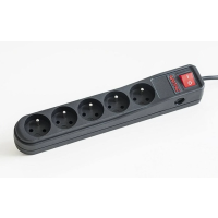 Przedłużacz przeciwprzepięciowy, A5, 5-gniazd, , 3m czarny ARC5/3,0 | T-88889 Plastrol