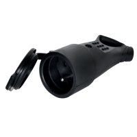 Gniazdo pojedyncze z/u 16A/250V gumowe bryzgoszczelne z uchwytem IP44, czarne | G-10GU Elgotech
