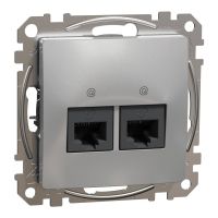 Gniazdo komputerowe podwójne RJ45 kat. 6 UTP, srebrne aluminium, Sedna Design & Elements | SDD113462 Schneider Electric
