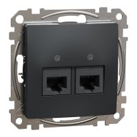 Gniazdo komputerowe podwójne RJ45 kat. 6 UTP, czarny antracyt, Sedna Design & Elements | SDD114462 Schneider Electric