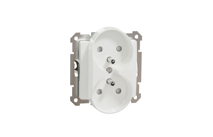 Gniazdo 2x2P+PE z przesłonami do systemu ramkowego (do ramek Sedna Design), białe, Sedna Design & Elements | SDD111275 Schneider Electric