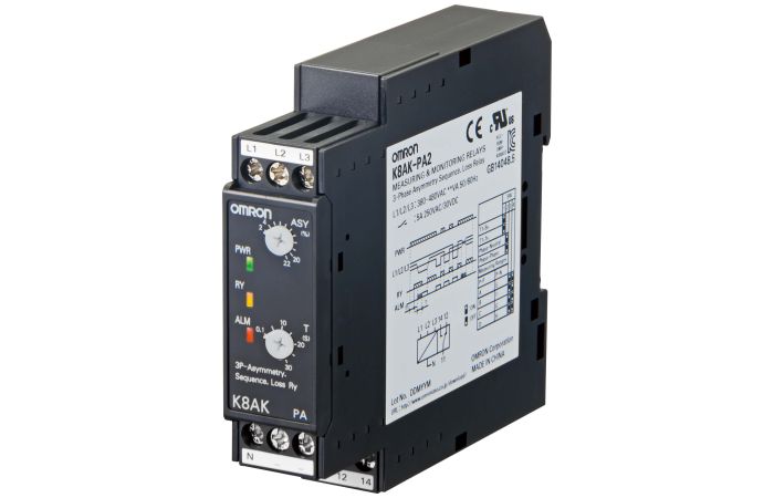 Monitoring relay 22.5mm wide, voltage asymmetry and phase sequence and phase loss in 3 [ K8AK-PA2 ] | 2271810-4 Omron Electronics