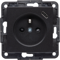 Gniazdo zasilające z uziemieniem z ładowarką USB C 2,4 A / 12W, czarny, Lumina  | WL4803 Hager