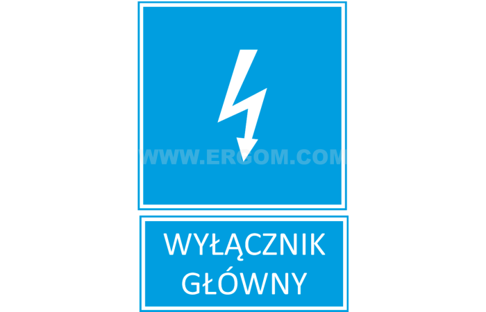 Tabliczka TZI 52X74S napis: Wyłącznik główny | E04TZ-01041110200 Ergom