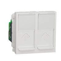 Przełącznik, 2 x gniazdo RJ45, 2 m, kat. 5E, UTP, prosty, żaluzjowy, New Unica, biały | NU342018 Schneider Electric