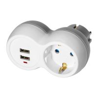 Rozgałęźnik 2P+Z + 2xUSB (Schuko), biało-szary | OR-AE-13246(GS) Orno