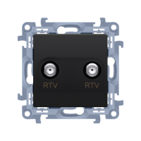 Gniazdo antenowe R-TV-R-TV (moduł), 1x wejście: 5 ÷ 1000 MHz, czarny Simon 10 | CAK2F.01/49 Kontakt Simon