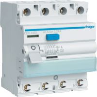 Wyłącznik różnicowo-prądowy 3P+N 40A 30mA 10kA A, QuickConnect, RCCB | CDS440D Hager