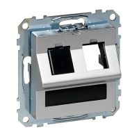 Ramka montażowa podwójna do gniazd RJ45 z polem opisowym i wbudowaną klapką, alumi, Merten, System M | MTN4568-0460 Schneider Electric