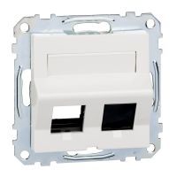 Ramka montażowa podwójna do gniazd RJ45 z polem opisowym i wbudowaną klapką, biały, Merten, System M | MTN4568-0319 Schneider Electric