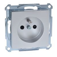 Gniazdo pojedyncze z/u 16A IP20 z przesłonami aluminium, Merten | MTN2500-0460 Schneider Electric