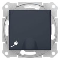 Gniazdo pojedyncze z/u z przesłonami z klapką 16A/250V IP44 grafitowe, Sedna | SDN2800370 Schneider Electric