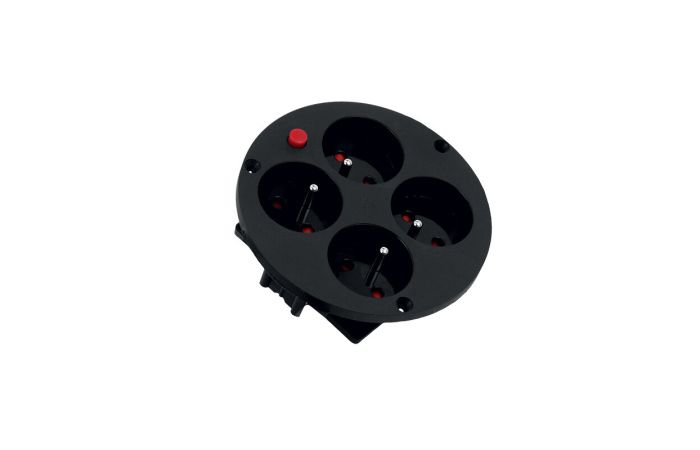 Gniazdo do przedłużacza GDP 4x220V+ Termik 120x120x40mm czarne (1szt) | 32.51 Elektro-Plast Opatówek