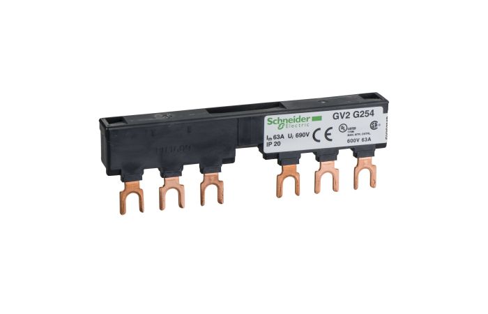 Listwa łączeniowa na szynę 3P 63A 54mm, 2 odpływy, TeSys K, D | GV2G254 Schneider Electric